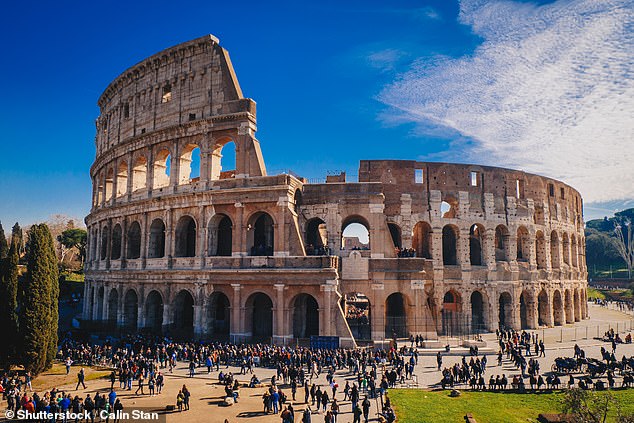 The Colosseum was built with 750,000 tons of carved stone, 8,000 tons of marble and 6,000 tons of concrete.