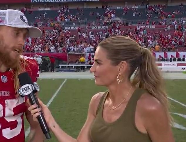 Andrews clarified that her glow was due to sweat during the 49ers game against Tampa Bay