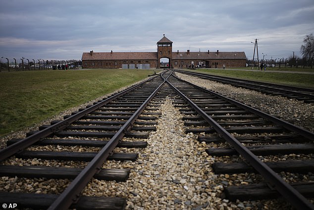 The train tracks where hundreds of thousands of people arrived to be taken to the gas chambers inside the former Nazi death camp of Auschwitz Birkenau.