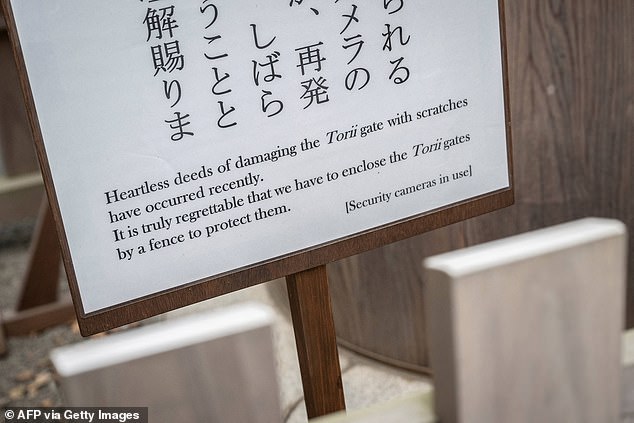 Signs have since been placed near the entrance of the shrine to discourage tourists from damaging the sacred shrine.