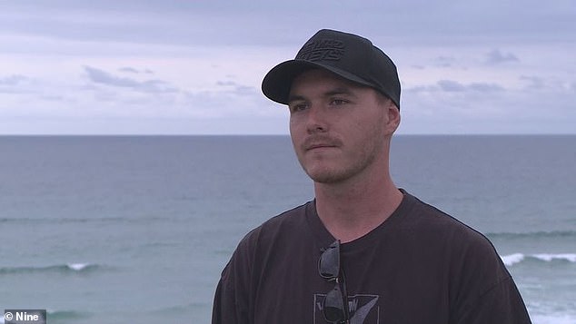 Kye Wilkinson, 23, felt the shark before seeing it as he swam under his surfboard.