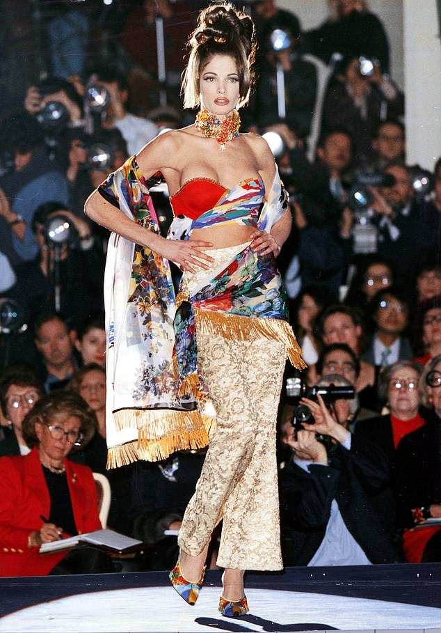 On the catwalk at the Versace show in Paris in 1992