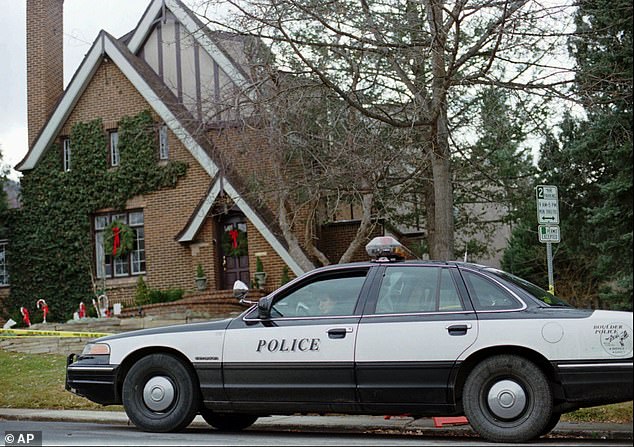 - In this Jan. 3, 1997, file photo, a police officer sits in her patrol car outside the home where 6-year-old JonBenet Ramsey was found murdered in Boulder, Colorado, on Dec. 26, 1999.