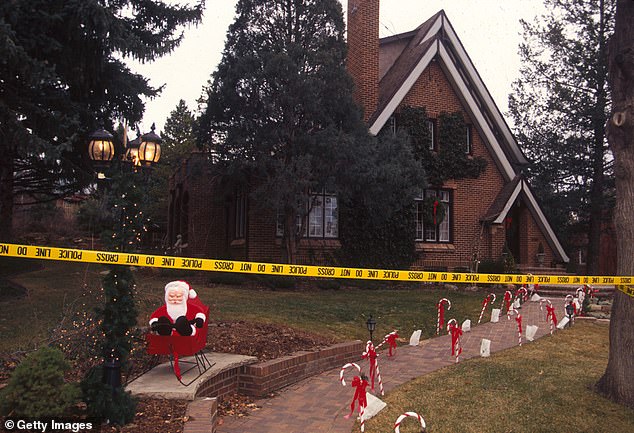 The crime scene at Ramsey's luxurious Colorado home following the murder of his six-year-old son.