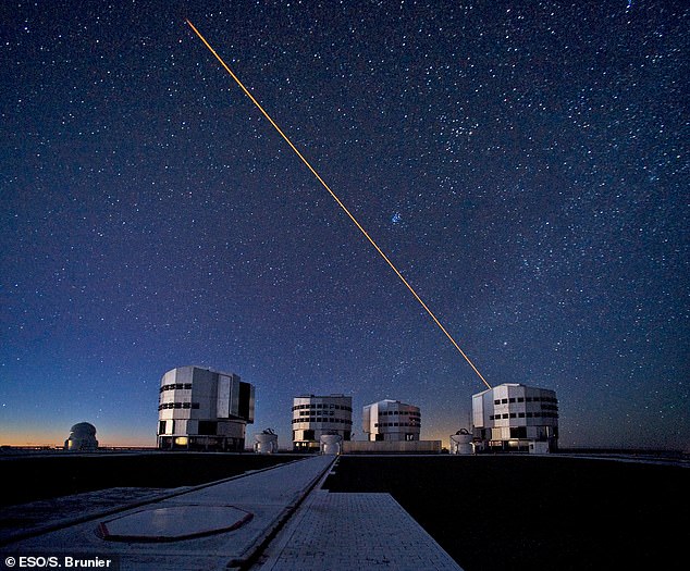 To capture an image of the star it was necessary to use a technique called interferometry to fuse images from the European Southern Observatory's Very Large Telescope (VLTI) interferometer, four 8-meter-wide telescopes (pictured).