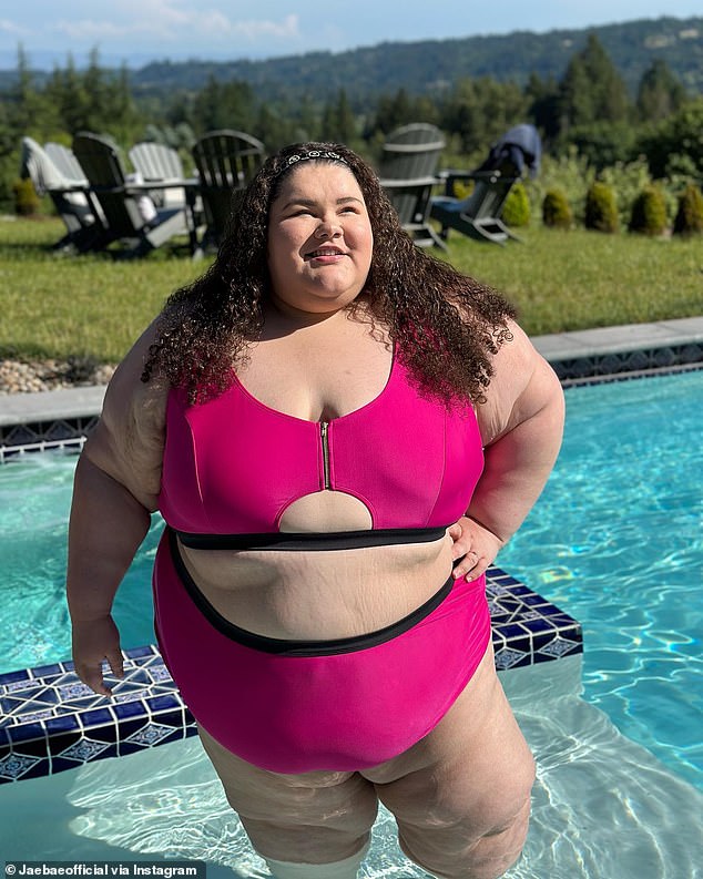 Jaelynn Chaney, 27, is a plus-size travel influencer (pictured on vacation in Lake Oswego, Oregon)