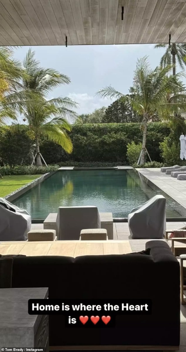 In March, Brady shared another glimpse of the lush pad, sharing a serene view of the backyard and captioning it, 