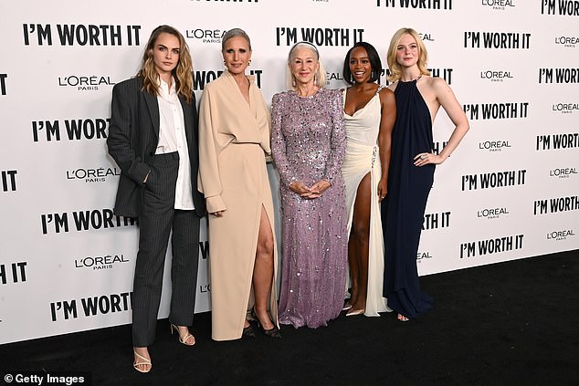 Delevingne, Fanning and Mirren reunited with fellow L'Oréal Paris ambassadors Andie MacDowell and Aja Naomi King