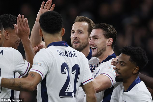 Harwood-Bellis (second right) earned his first England cap and scored against Keane's Ireland.