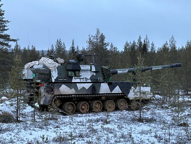 A tank participating in NATO joint exercises at the Ravajarvi training area, Rovaniemi, Finland