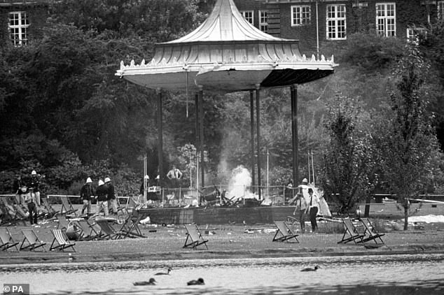 Two hours later, a second device exploded beneath the bandstand in Regent's Park, while members of the Royal Green Jackets were performing to a crowd.