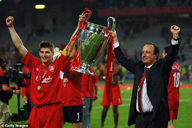 Benítez and Steven Gerrard (left) won the Champions League together in Liverpool