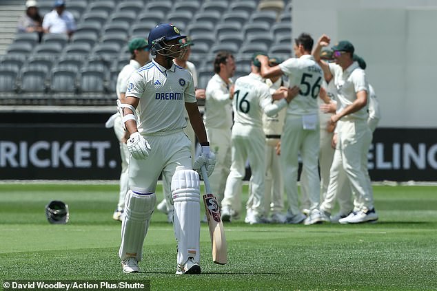 Yashasvi Jaiswal (pictured, front) and Devdutt Padikkal were dismissed for no runs.