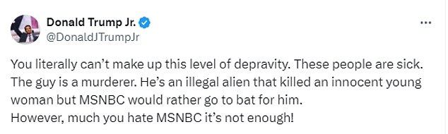 Donald Trump Jr. led the response, tweeting in response: “You literally cannot make up for this level of depravity.”