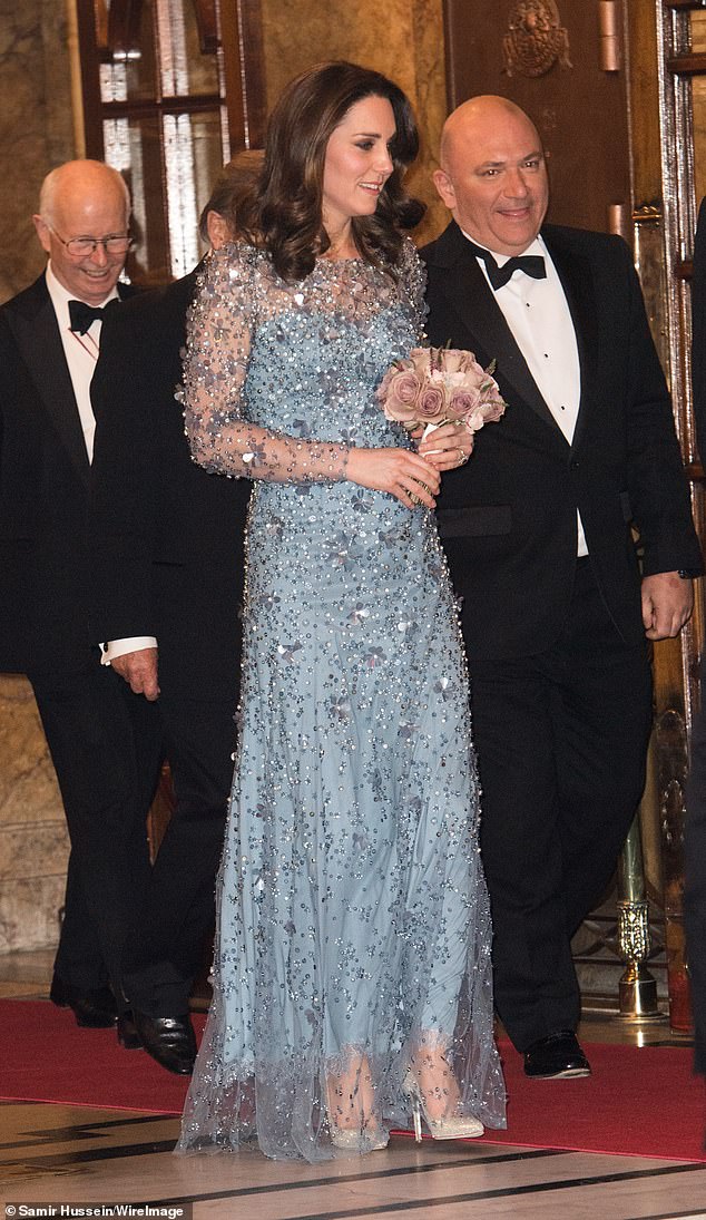 Wearing a pastel blue Jenny Packham dress, the princess wowed viewers in 2017.