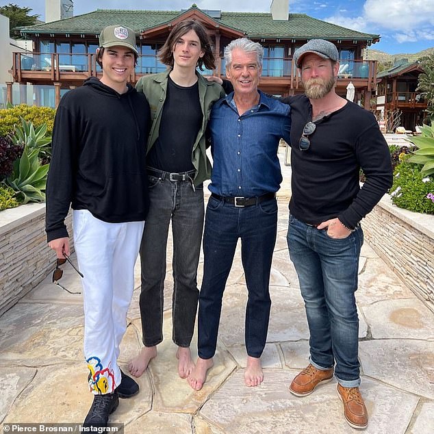 'Most beautiful': People would come up to him on the street, and he's the nicest guy, so he talks to everyone for a long time,' Dylan explained of his father (L-R) Paris, Dylan, Pierce and Sean