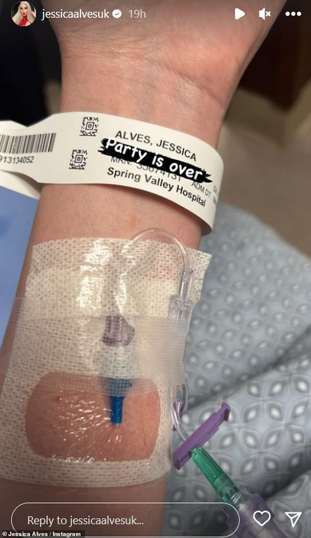 Upset: Jessica shared a photo of her arm with a cannula at Spring Valley Hospital, captioning it: 