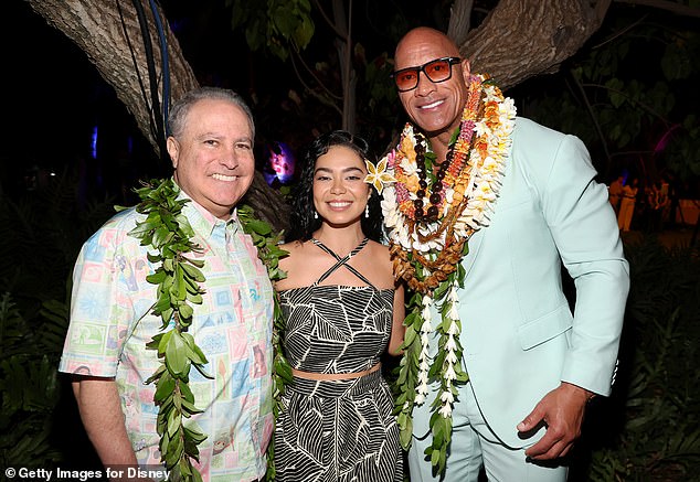 The couple posed with Disney Entertainment co-chairman Alan Bergman.