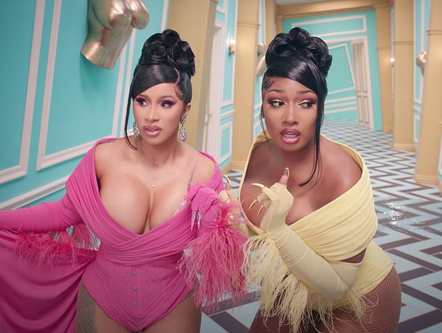 Cardi and Megan wore matching wigs in WAP music video