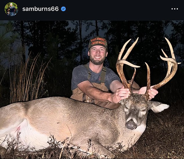 Burns recently came under fire on social media for posting a hunting photo with a dead deer.