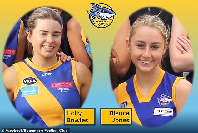 Holly Bowles (left) and Bianca Jones (right) played for Beaumaris Football Club.