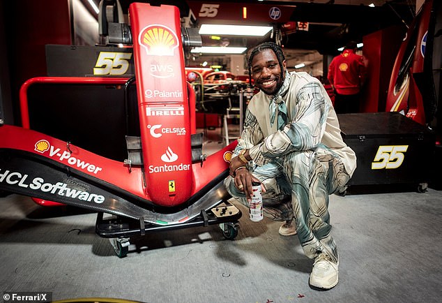 Noah Lyles, who won Olympic gold in the 100 meters in Tokyo, visited the Ferrari garage