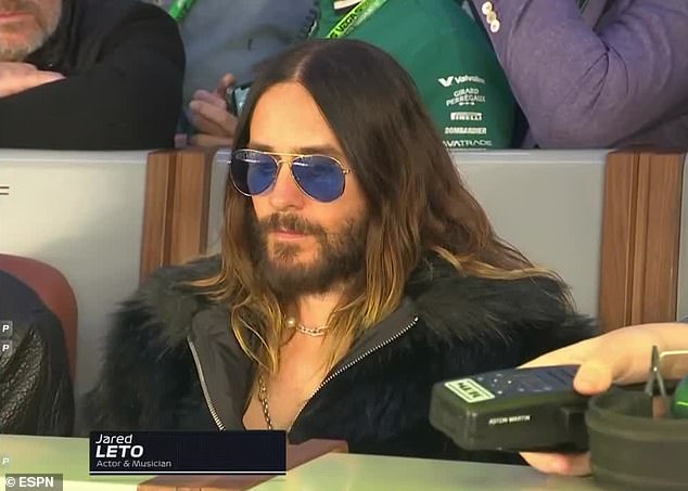 Actor and musician Jared Leto looks on during qualifying in Sin City on Friday night.