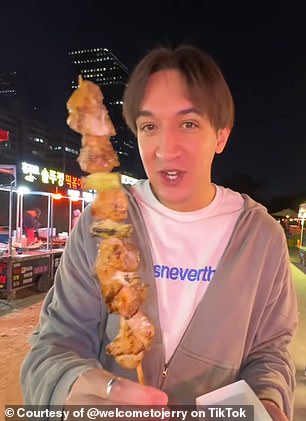 Jerry revealed that a very low crime rate is one of Seoul's many telling advantages. It appears in the photo above at a street food market.