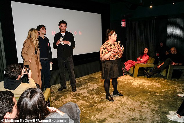 Sienna and the directors photographed before the screening.