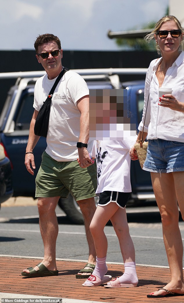 Declan has brought his wife Ali Astall, 45, his children Isla, five, and Jack, two, and his long-time nanny to Brisbane.