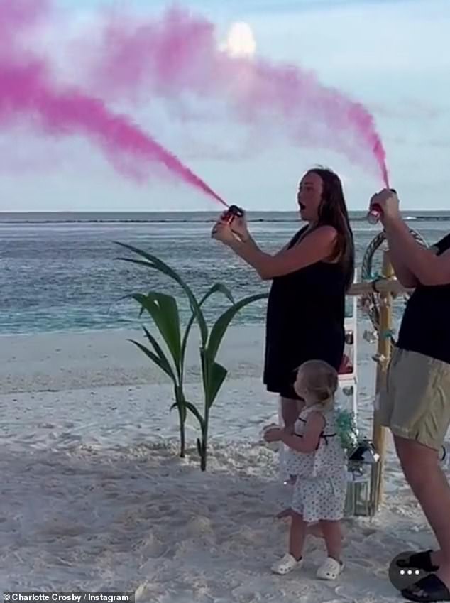 Last month, Charlotte revealed they were having a baby girl in a gender reveal video in the Maldives, with the couple setting off cannons that spewed pink smoke.