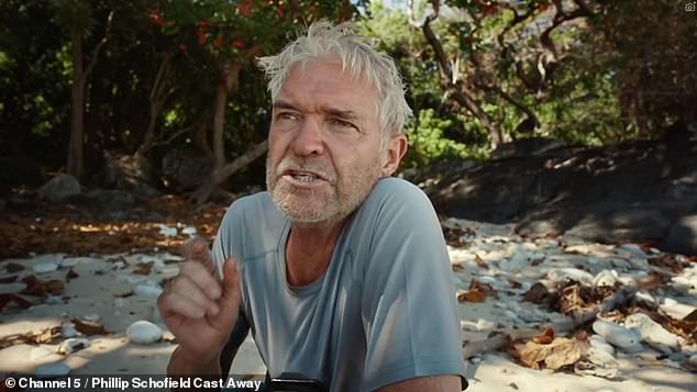 It comes after it was revealed that Holly is said to have ruled out any reconciliation with her former best friend Phillip Schofield, 62 (pictured by Phil in his Cast Away documentary).