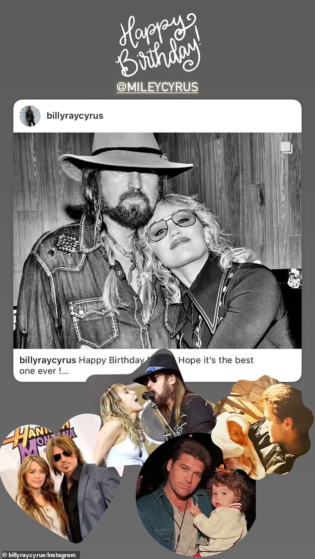 The Achy Breaky Heart singer, 63, shared a slideshow of images from days spent with Miley on Instagram.