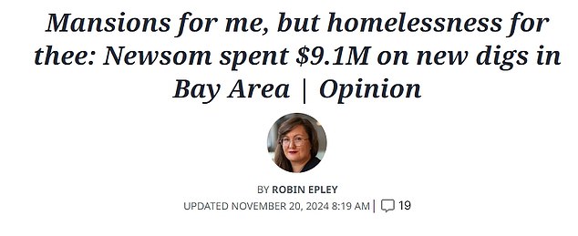 Newsom was eviscerated this week for the lavish purchase in an op-ed by Robin Epley for the Sacramento Bee for questioning how Newsom 