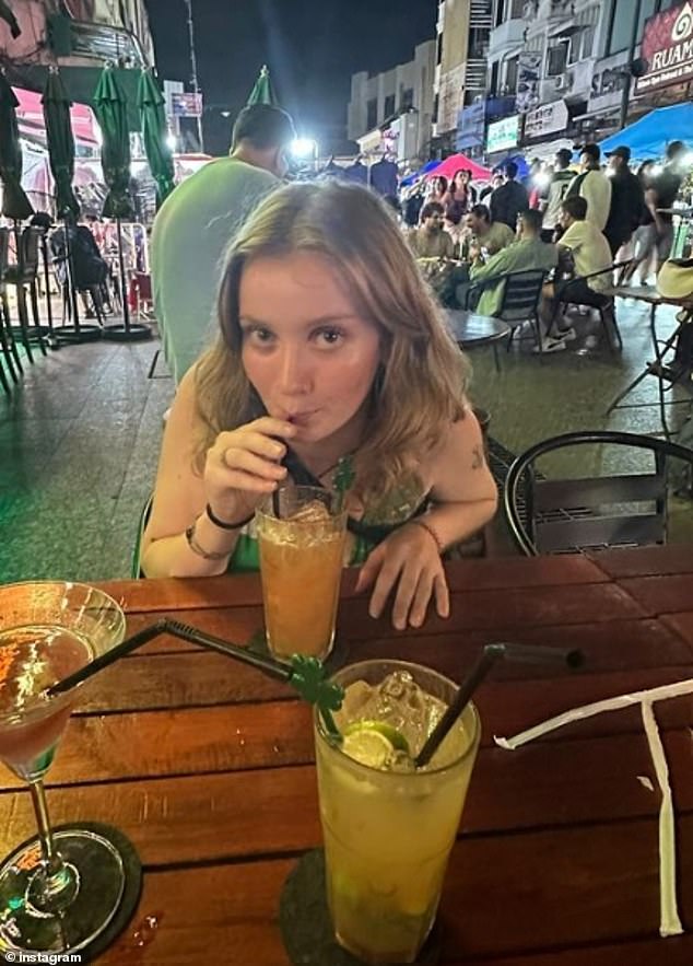 She had been on the trip of a lifetime with her friend Freja Vennervald Sorensen, 21 (pictured on holiday), when the pair were fatally poisoned by methanol.