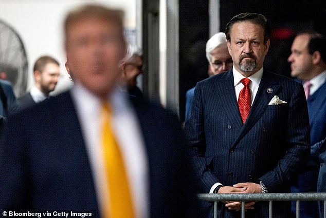 Gorka has been a strong supporter of Trump both inside and outside his administration. He is seen here outside Manhattan Criminal Court in New York in May this year