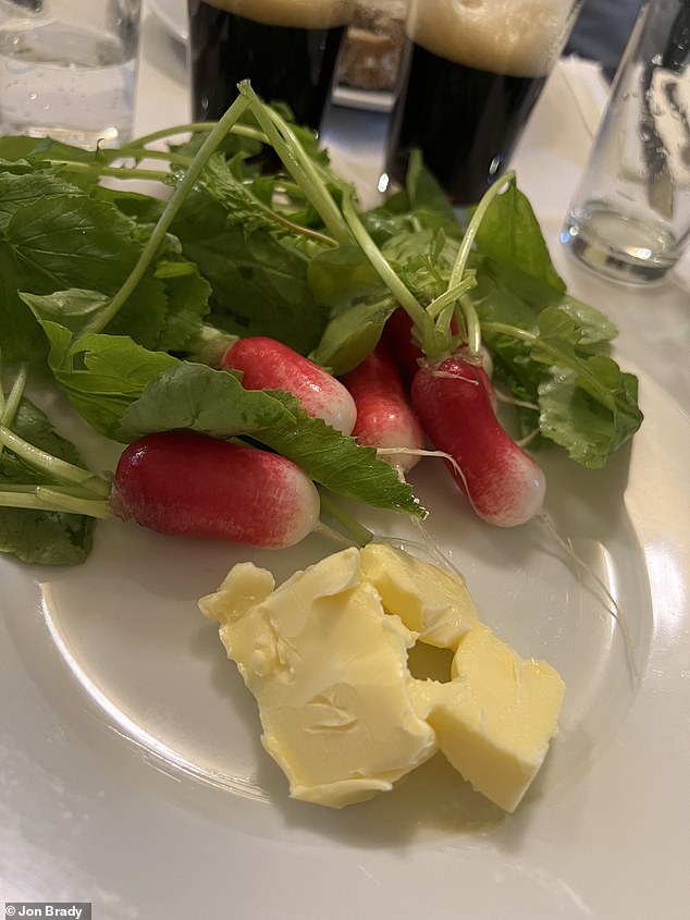 The £6 radishes and butter consisted of some radishes and some butter.