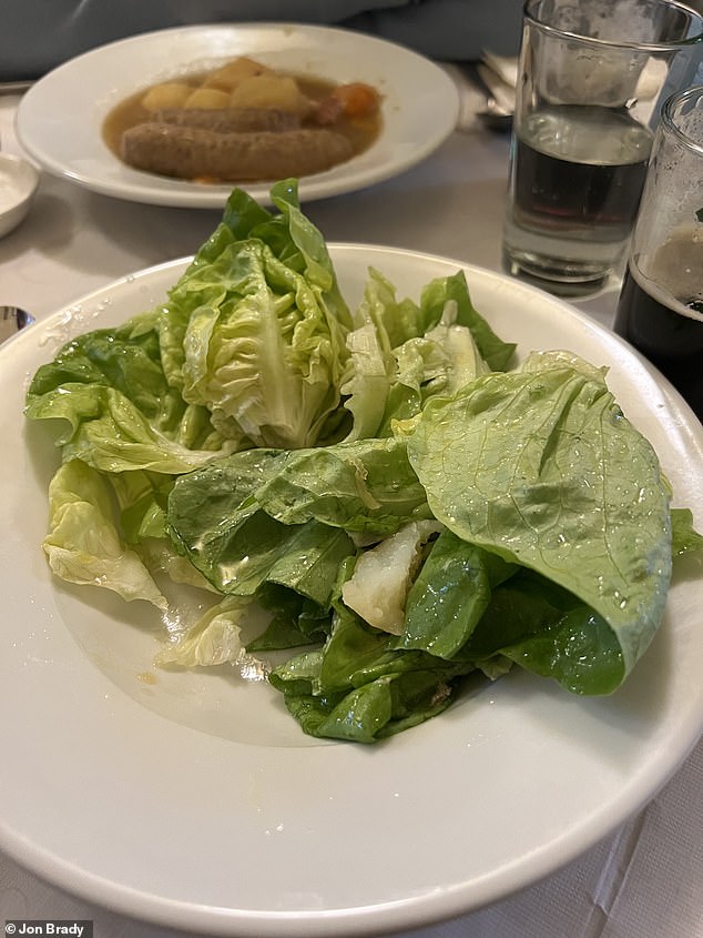 Green salad is, for lack of a better description, a bunch of lettuce spread in a simple vinaigrette.