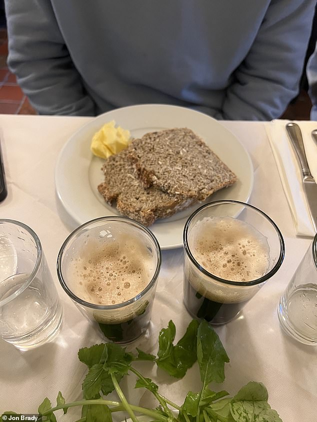 The £6 soda bread was washed down with half a bottle of Guinness each.