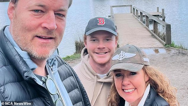 Lisa Ronson with her husband Chris Taylor and son Ben Ronson in Daylesford. Photo: Instagram