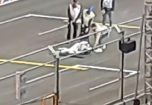 The Hollywood icon, 60, was caught pretending to faint for a scene in the racing movie.