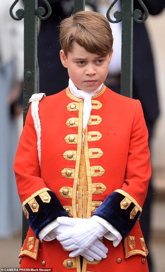 During the coronation, George was seen clasping his hands in front as he looked into the distance, in scenes reminiscent of a young William.