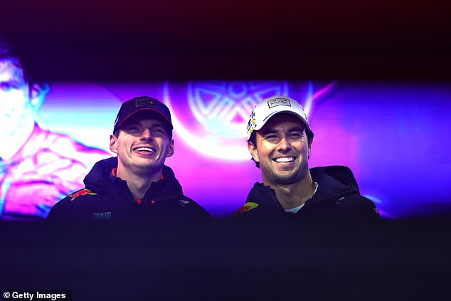 Verstappen finished fifth at the Las Vegas GP, while teammate Sergio Pérez (right) came tenth.