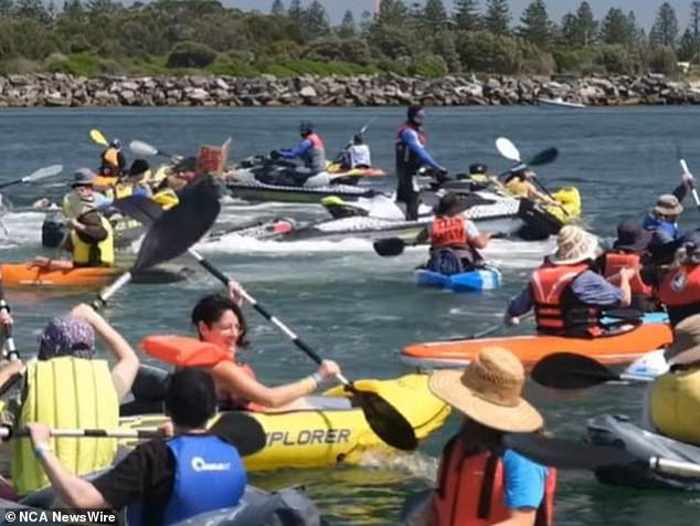 Police on jet skis were tasked with arresting protesters. Photo: facebook