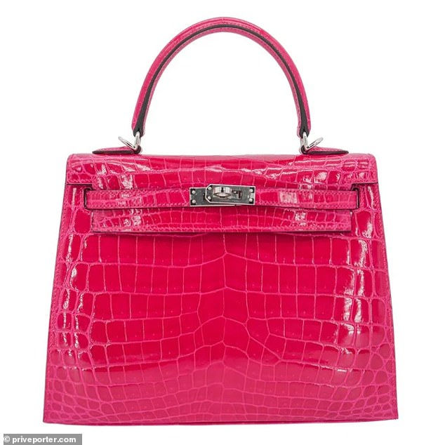 An authentic Hermès Kelly bag in hot pink crocodile skin (pictured) cost $98,000, but Brooke made her replica for just $980.