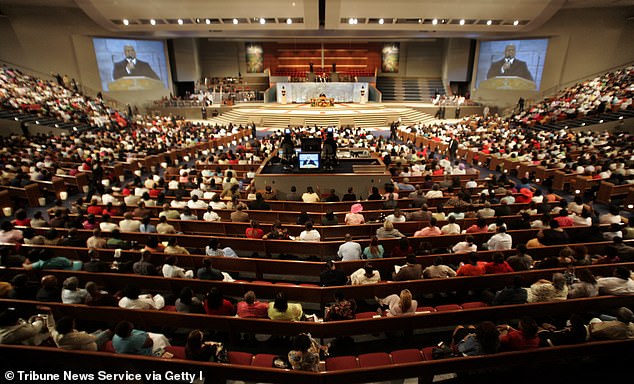 The place of worship has a capacity of about 8,000 people, and the crowd responded in real time to Jakes' episode