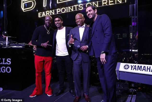 Wyclef Jean, Ankur Jain, New York City Mayor Eric Adams and guest at Bilt Rewards private launch event in New York City in 2022