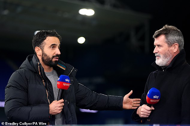 The Portuguese coach (left) was not impressed and the interview resumed shortly after.