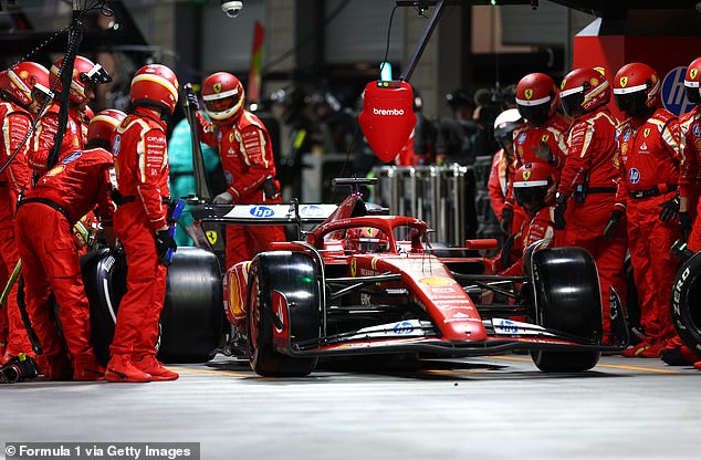 The 27-year-old left the pits before Sainz, but was quickly overtaken by his Ferrari teammate.