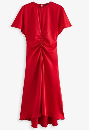 1732497737 362 Double Design Ruched Red Dress